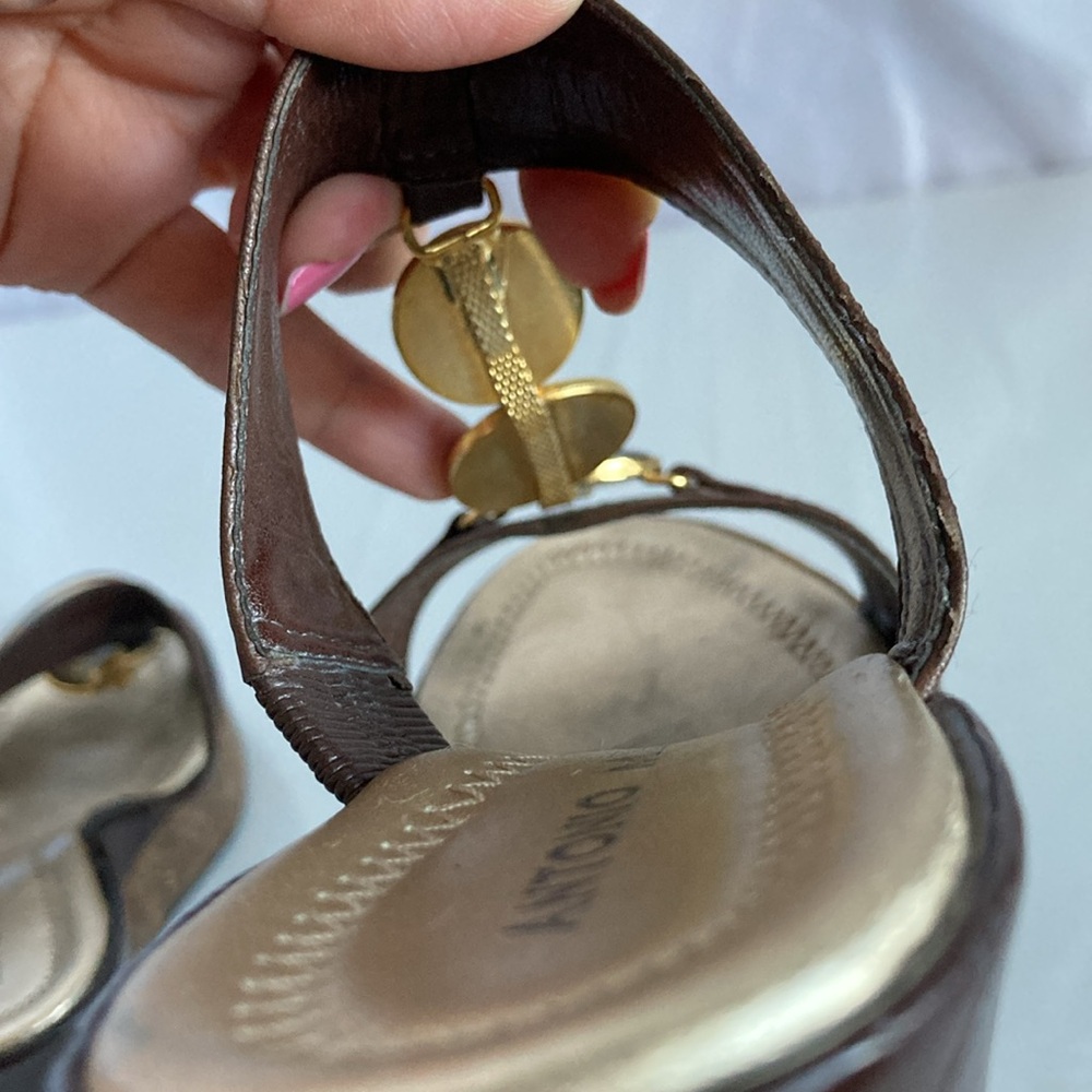 Antonio Melani Leather Wedge Heel Sandals - Picture 6 of 11